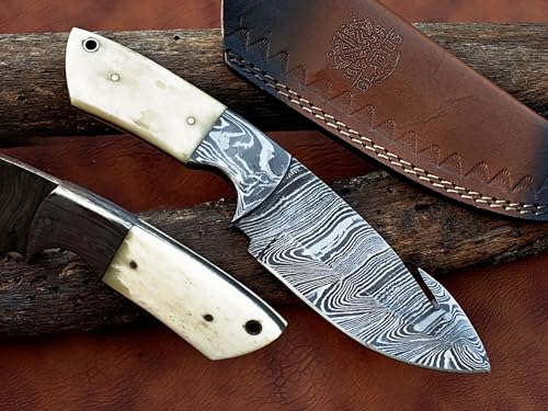 GLADIUS CRAFTS | Viking Heritage Skinner Knife – Expertly Crafted with Damascus steel for Precision Hunting and Field Dressing: Embrace the Timeless Elegance of Craftsmanship with this Razor-Sharp