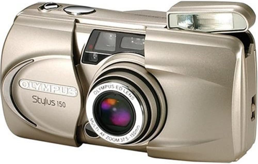 OM SYSTEM OLYMPUS Stylus 150 35mm Point and Shoot Film Camera Kit w/ 37.5-150mm Zoom Lens, Built-in Flash and Film Autoloader. (Renewed)