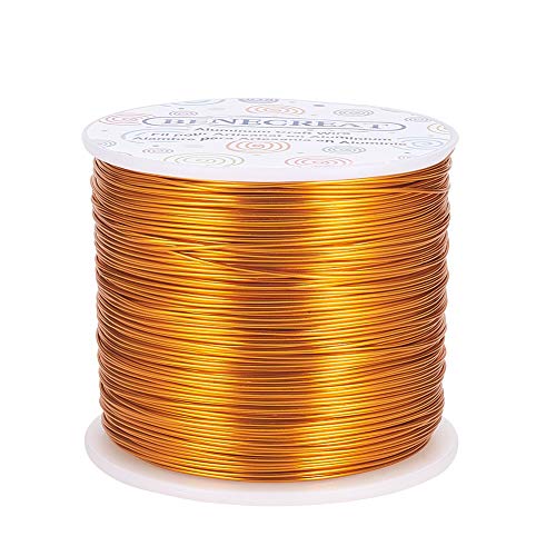 BENECREAT 20 Gauge 770FT Aluminum Wire Anodized Jewelry Craft Making Beading Floral Colored Aluminum Craft Wire for Gem Wrapping, Model Jewelry Making- Gold