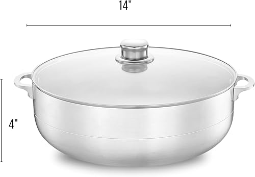 Miniatura 7 de Alpine Cuisine Olla de aluminio antiadherente de 7 cuartos de galón con tapa de vidrio y mango remachado  Utensilios de cocina versátiles para