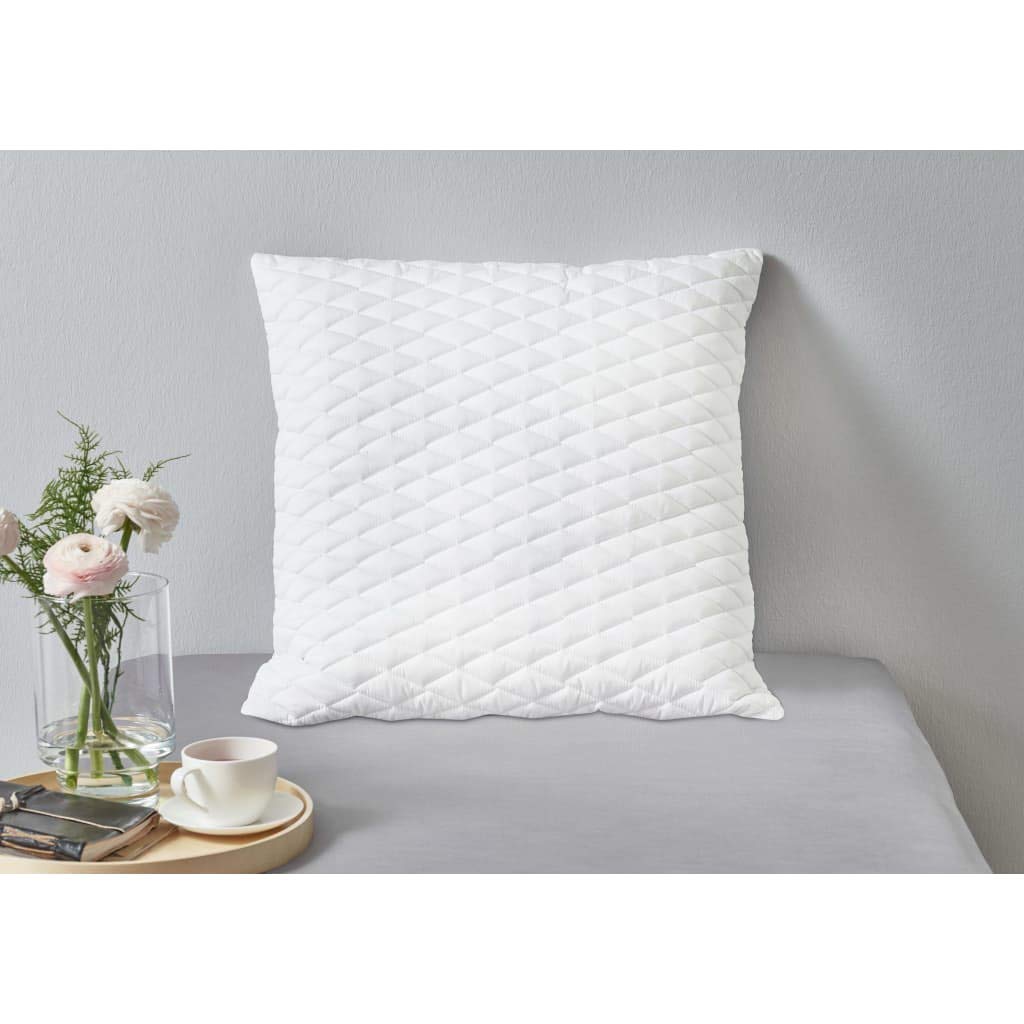Generico Almohadas de espuma viscoelástica de 80 x 80 x 14 cm, 2 almohadas de espuma viscoelástica con revestimiento transpirable de poliéster, soporte ortopédico para cuello y cabeza, blanco