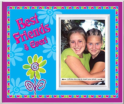 Besties Picture Frame | Best Friends 4 Ever! | Tabletop Size 8.25 X 7 In | Holds 3.5 X 5 Photo | Innovative Front-Load Design | White #TOP29