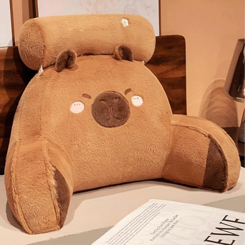 Cojín para niños y adultos, almohada de lectura Capybara, almohada de reposo en cama, cojín de lectura suave y acogedor con cuello y brazos para sentarse en la cama o en el sofá, respaldo para adultos