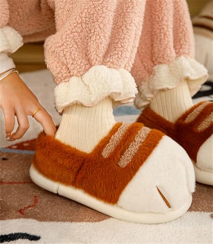Plush Cat Paw Slippers Non-Slip Thick Sole Cozy Cute Women's Animal Slipper Pull-On Winter Comfort Indoor Outdoor Shoe2