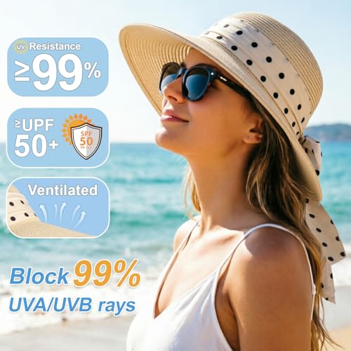 DRESHOW Sombrero de Playa para Mujer Plegable miniatura 2