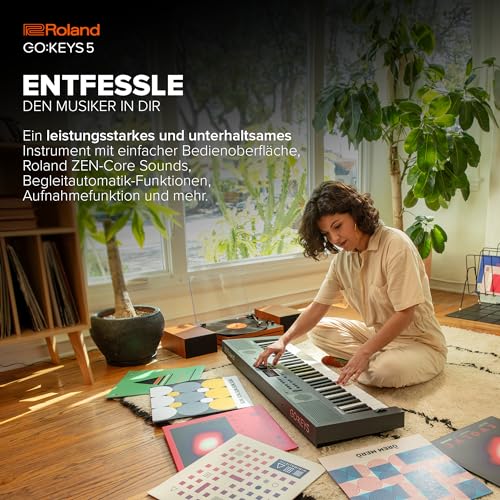 Roland GO:KEYS 5 Music Creation Keyboard | 61 Tasten | ZEN-Core Engine mit über 1000 internen Sounds | Integrierte Stereolautsprecher | Mikrofoneingang | Bluetooth Audio/MIDI – Graphit