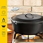 Lodge 9 Quart Pre-Seasoned Cast Iron Dutch Oven with Lid - Wire Bail Handle for Easy Transfer from Cooking Surface to Table - Use in the Oven, on the Stove, on the Grill or over the Campfire - Black - Image 3