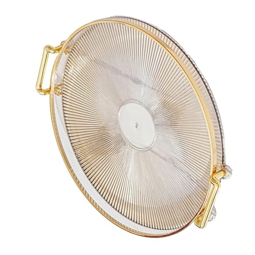XISAOK Elegant Vanity Tray with Extended Handle for Makeup and Jewelry Round Drink Serving Plate Dining Room Decoration