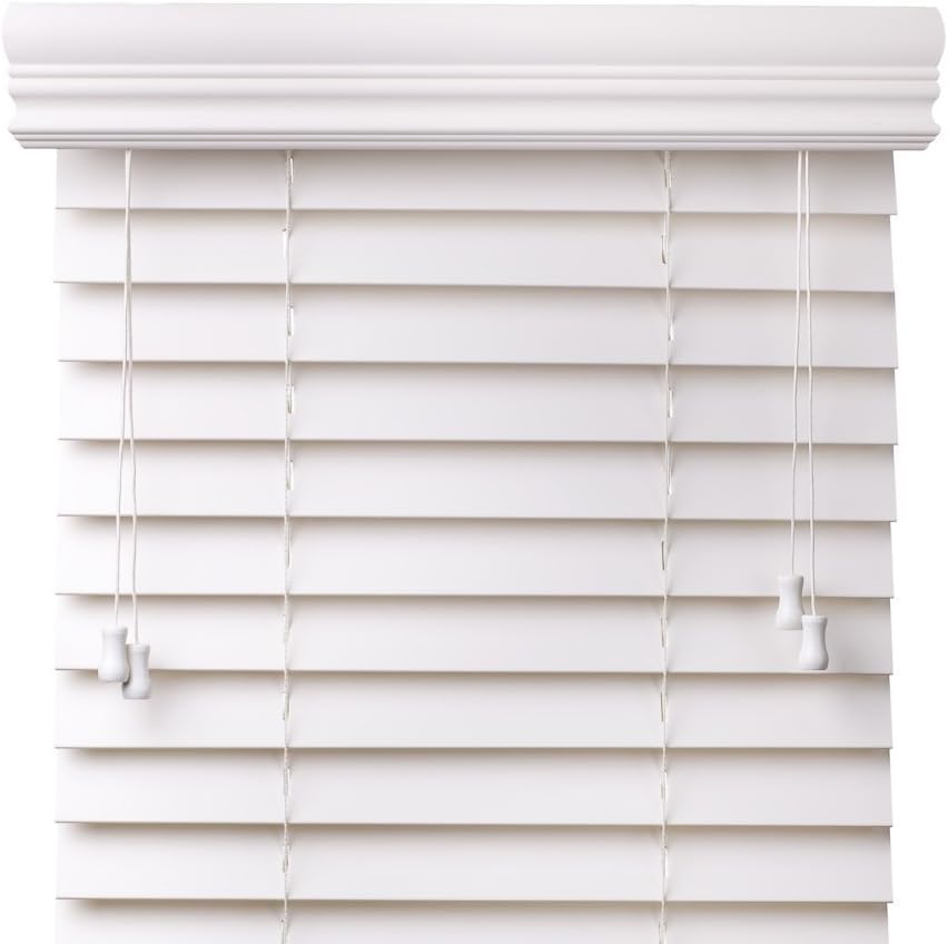 Buy Cordless Blinds Snow White 2Inches Faux Wood Horizontal Blinds