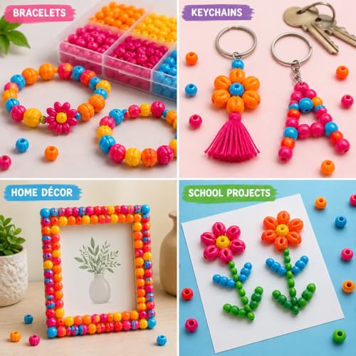 Image of eshoppee 200 gm Plastic Beads for Jewellery Making Kit Art and Crafts Materials for Necklace Bracelet Earring Making DIY Kit (1)