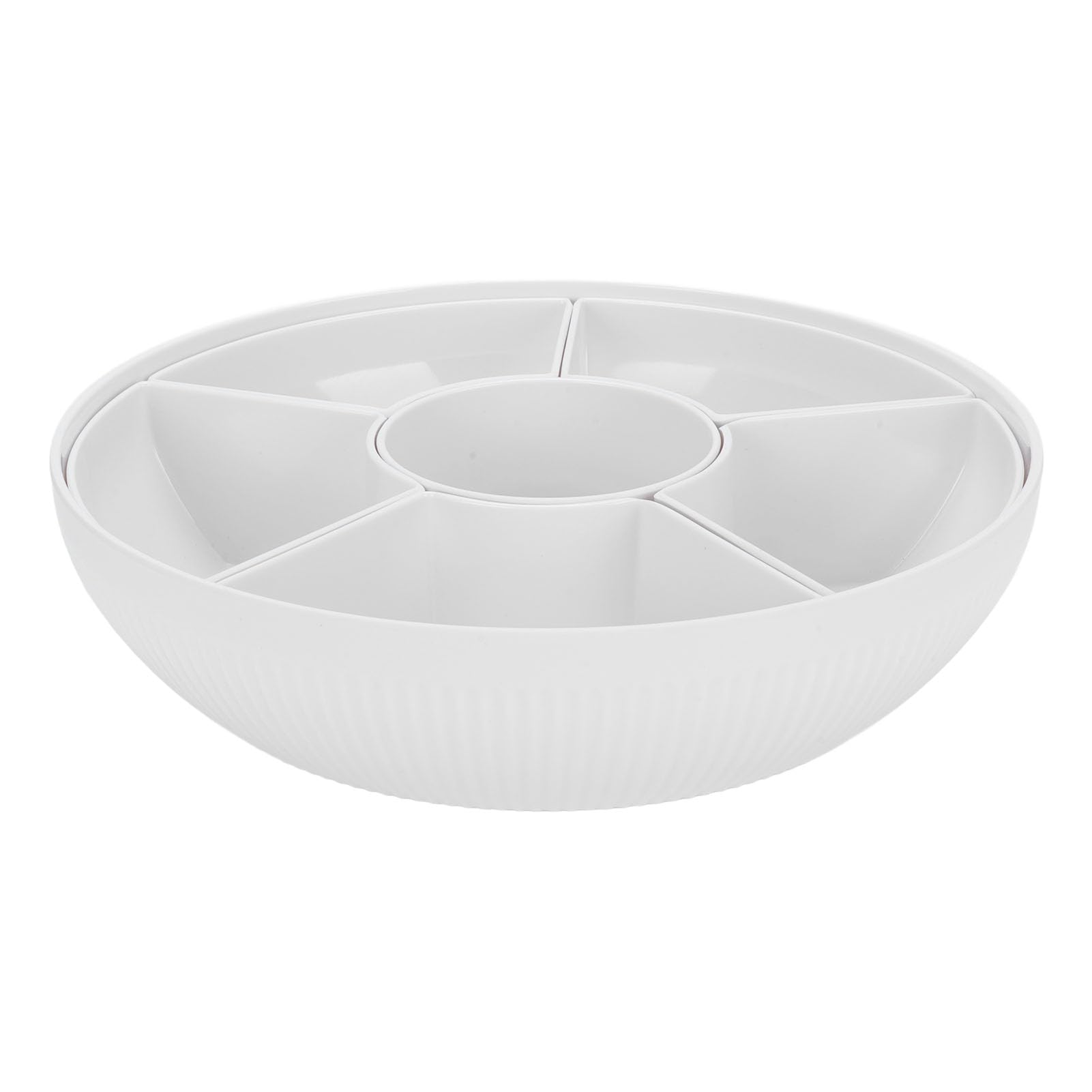Yctze Plateau de Service Rond divisé avec Couvercle – 6 Compartiments pour Collations, Apéritifs, Bonbons, Noix et Fruits Secs – Rangement et Divertissement à Domicile