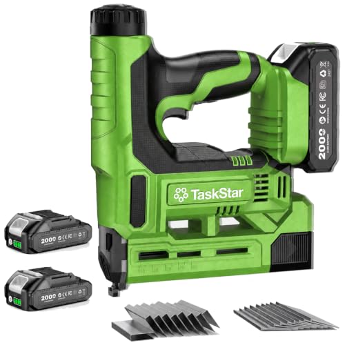 Image of TaskStar 18-Gauge Cordless Brad Nailer: 20V 2-in-1 Electric Nail Gun with 2 Batteries, 1000pcs Nails & Staples, Adjustable Depth Staple Gun for Wood, Drywall, Upholstery & DIY Projects