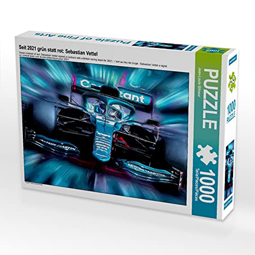 CALVENDO Puzzle Seit 2021 grün statt rot: Sebastian Vettel 1000 Teile Puzzle quer | 1000 Teile Lege-Größe 64 x 48 cm Foto-Puzzle für glückliche Stunden