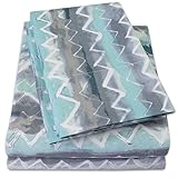 1500 Supreme Collection Extra Soft Summerset Ocean Vibe Chevron Pattern Sheet Set, King - Luxury Bed...