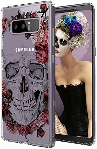 MOSNOVO Galaxy Note 8 Case, Clear Galaxy Note 8 Case, Cool Floral Skull Flower Clear Design Printed Transparent Slim Plastic Hard Back Cover with TPU Bumper Protective Case for Samsung Galaxy Note 8