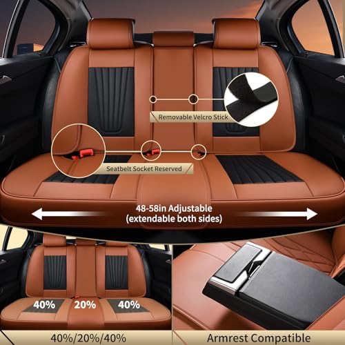 Image of FLORICH Car Seat Covers, Premium Leatherette Car Seat Covers Front Seats, Breathable Car Seat Cushion for Cars, Automotive Seat Protectors for Most Sedans Cars SUV Trucks, Black&Brown