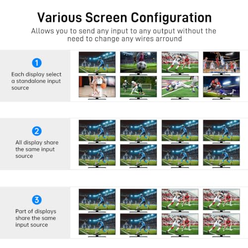 Image of 8K HDMI Matrix 8x8 w /Web GUI, HDMI 2.1 Matrix Switcher Splitter 8K@60Hz 4K@120Hz, 1U Rackmount Video Matrix with Smart EDID, Audio Embed & De-Embed, APP Control
