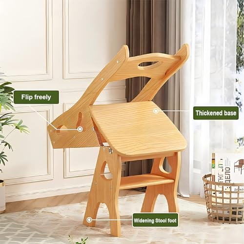 Tabouret échelle pliable multifonction bois 4 marches maison - 5
