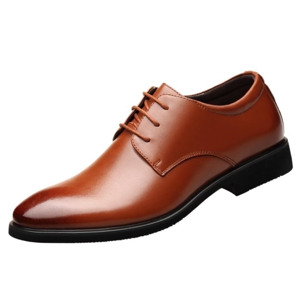 Men Oxford Dress Shoes Leather Brogue Classic Pointed Toe Lace Up Business Formal Wedding Comfortable Stylish Genuine Leather
