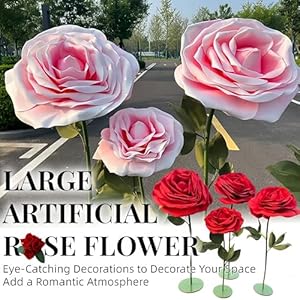 5.58ft Artificial Rose Flower Decoration, EVA Rose Floral Backdrop Arrangements Decor, Wedding Birthday Easter Party Mother's Day Backdrop Decor Banquet Shop Window Display 558ft Artificial Rose Flower Decoration EVA Rose Floral Backdrop Arrangements Decor Wedding Birthday Easter Party Mothers Day Backdrop Decor Banquet Shop Window Display