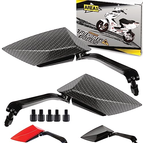 Area1 Set di specchietti per moto/Marchio di Omologazione E / 2xM10 destro, 2xM8 destro, 1xM10 sinistro, 1xM8 sinistro/adatto per S1 EU 125, ET 250