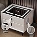 Bedside Table Smart Bedside Table w/Drawers 3-Color Light Usb Charging Wireless Charging Port Fingerprint Lock and Bluetooth Speaker Living Room Bedroom Nightstand Side T,2 drawers without lock