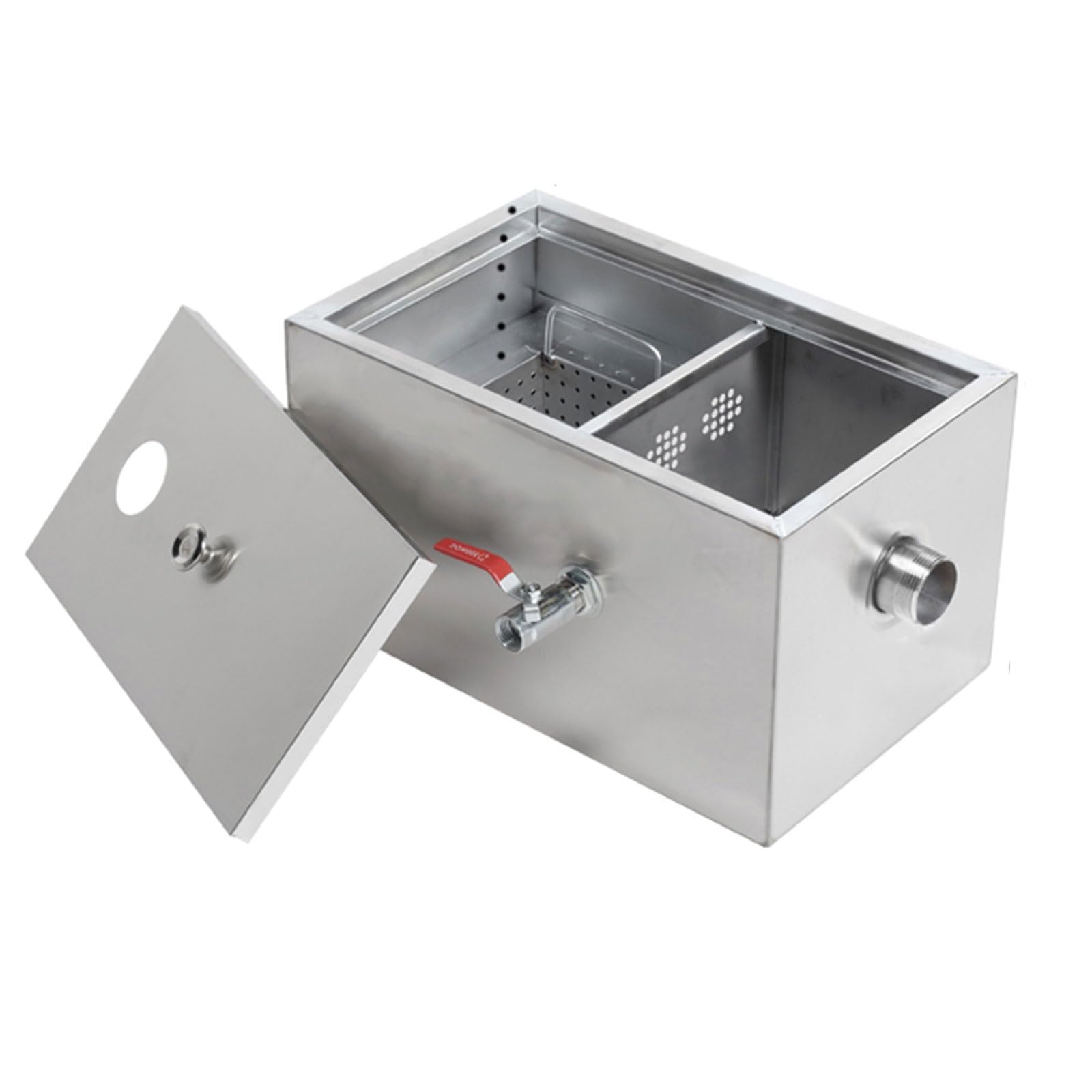 RENJJPBO Grease Interceptor, Carbon Steel Commercial Grease Trap for Kitchen Under Sink, Oil-Water Separator for Restaurant Factory Home (Size : 25 * 45 * 23cm/10 * 18 * 9in)