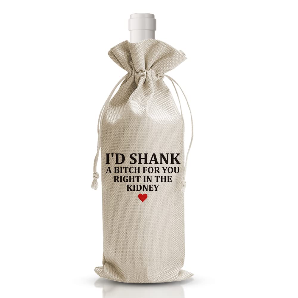 DOI-LANEE Funny Birthday Wine Gift Bag, Birthday Gift Ideas, Wine Bag for Women Best Friend Sister Her Coworker, Party Supplies Decorations, 1 Pc Burlap Wine Bottle Cover Bag - DL321