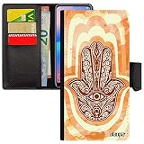 utaupia Coque Main de fatma pour Galaxy S9 en Cuir Rabat Portefeuille Telephone Afrique du Nord l'œil berbere Orange Made in France Samsung