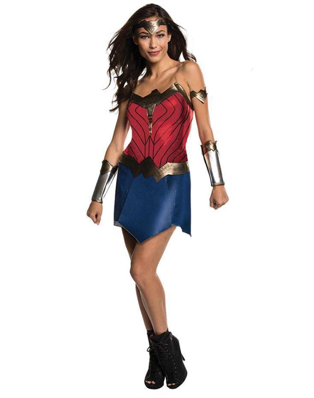 Women's DC Wonder Woman Costume with Accessories for Themed Parties and Halloween, As Shown, Medium
