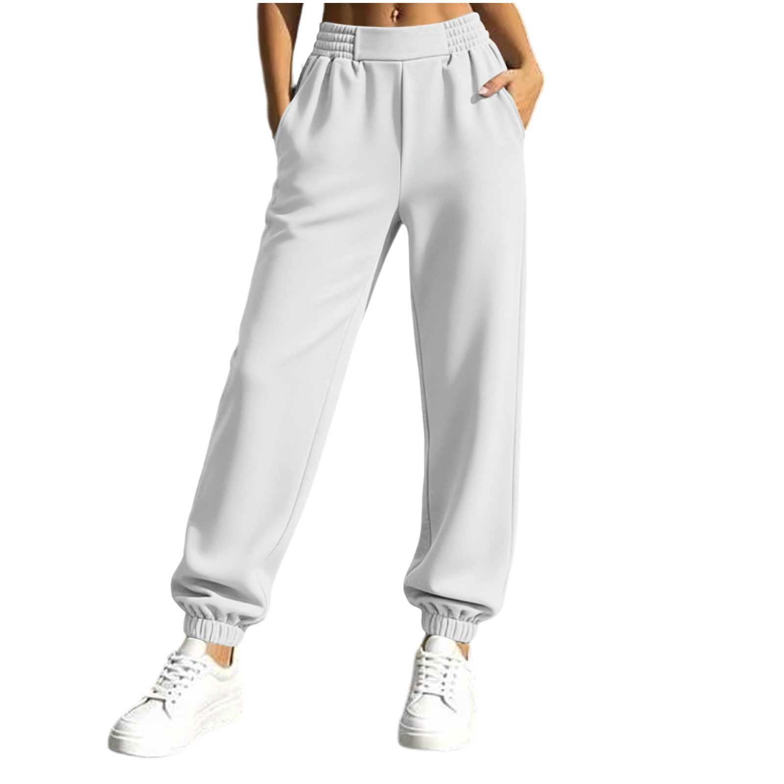 Generico Pantaloni Sportivi Donna Pantaloni Tuta a Vita Alta Comodi Pantalone a Gamba Larga Larghi e Leggeri Pantalone da Corsa con Tasche Dritti Pants Baggy per Allenamento Jogging Fitness