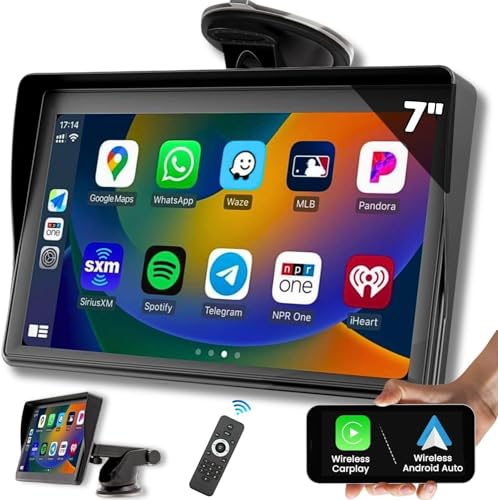 Pantalla Coche Carplay y Android Auto Inalambrico de 7 Pulgadas, Pantalla para...