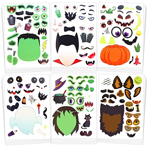 30Pcs Halloween Stickers For Kids, Halloween Activities For Kids, Diy Make Your Own Pumpkin Stickers, Halloween Party Favors Decorations Supplies For Toddlers, Halloween Classroom Craft Party Games #TOP5