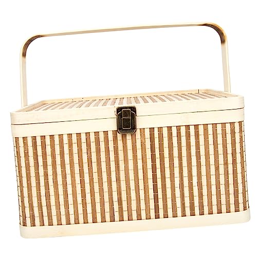 SUPVOX Portable Moon Cake Box Seagrass Storage Basket Moon Cake Baskets Sewing Supplies Egg Basket Fruit Container Rattan Fruit Baskets Wicker Food Bamboo Weaving Storage Box
