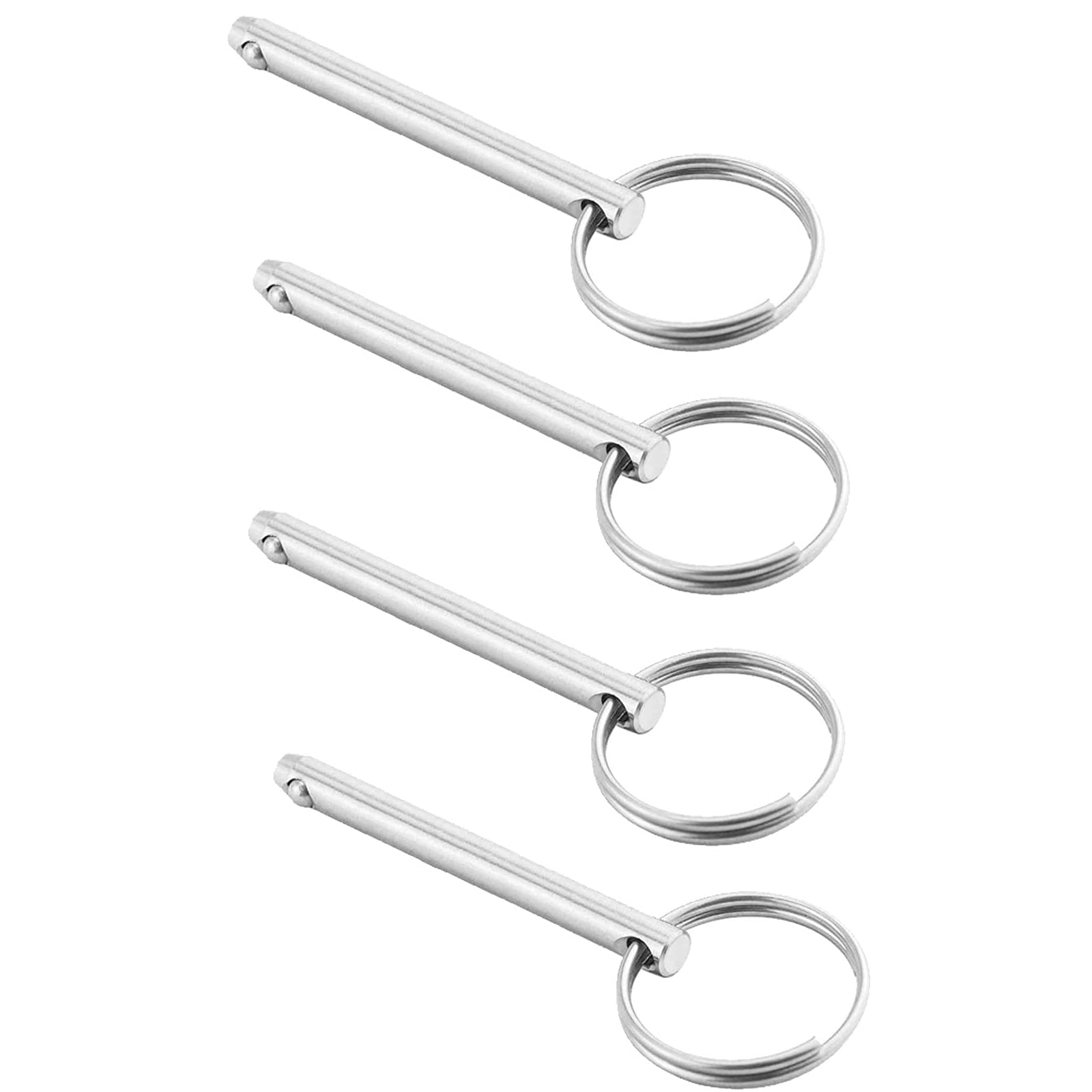 Set di 4 Perni a sgancio rapido in acciaio inox Cerniera acciaio barche accessori perno di bloccaggio Diametro 8 mm, lunghezza totale 72 mm, accessori per barche con anello di chiusura a sfera