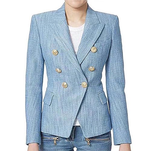 Women's Autumn and Winter Double Breasted Blazer Slim Commuting Jacket2