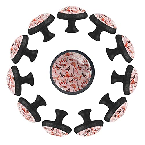 Boutons de meuble ronds design papillons et flamants roses 35 mm