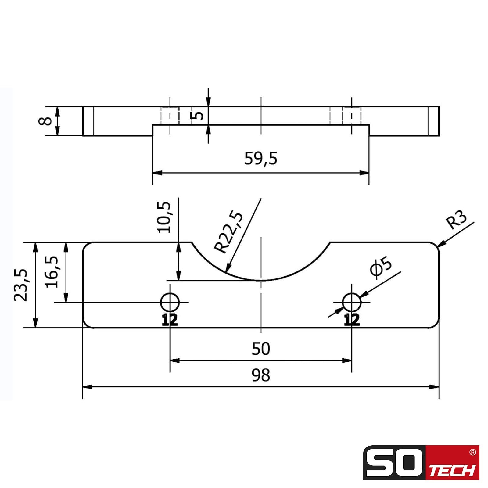 SOTECH Präzisions-Bohrschablone inkl. Anschlagblock für Blum Funkschalter und Forstnerbohrer Ø 35 mm und weiteren Topflochbohrungen im Möbelbau