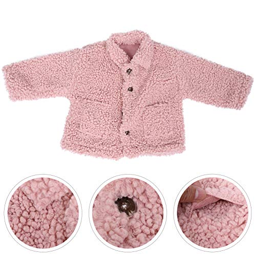 KESYOO Casaco Feminino de Inverno Manga Comprida Lapela de Botão para Cima Casaco de Lã de Cordeiro