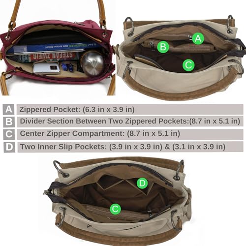 Cappadocia Vintage 3230 Phaselis Women's Black Canvas Shoulder and Handbag - Water Resistant, Multi-Pocket3