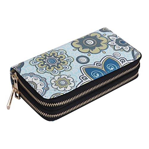 Image of XEYOU Double Zipper Long Clutch Wallet Cellphone Wallet for Women with Removable Wristlet Strap for Credit Card, Cash, Coin, Bill