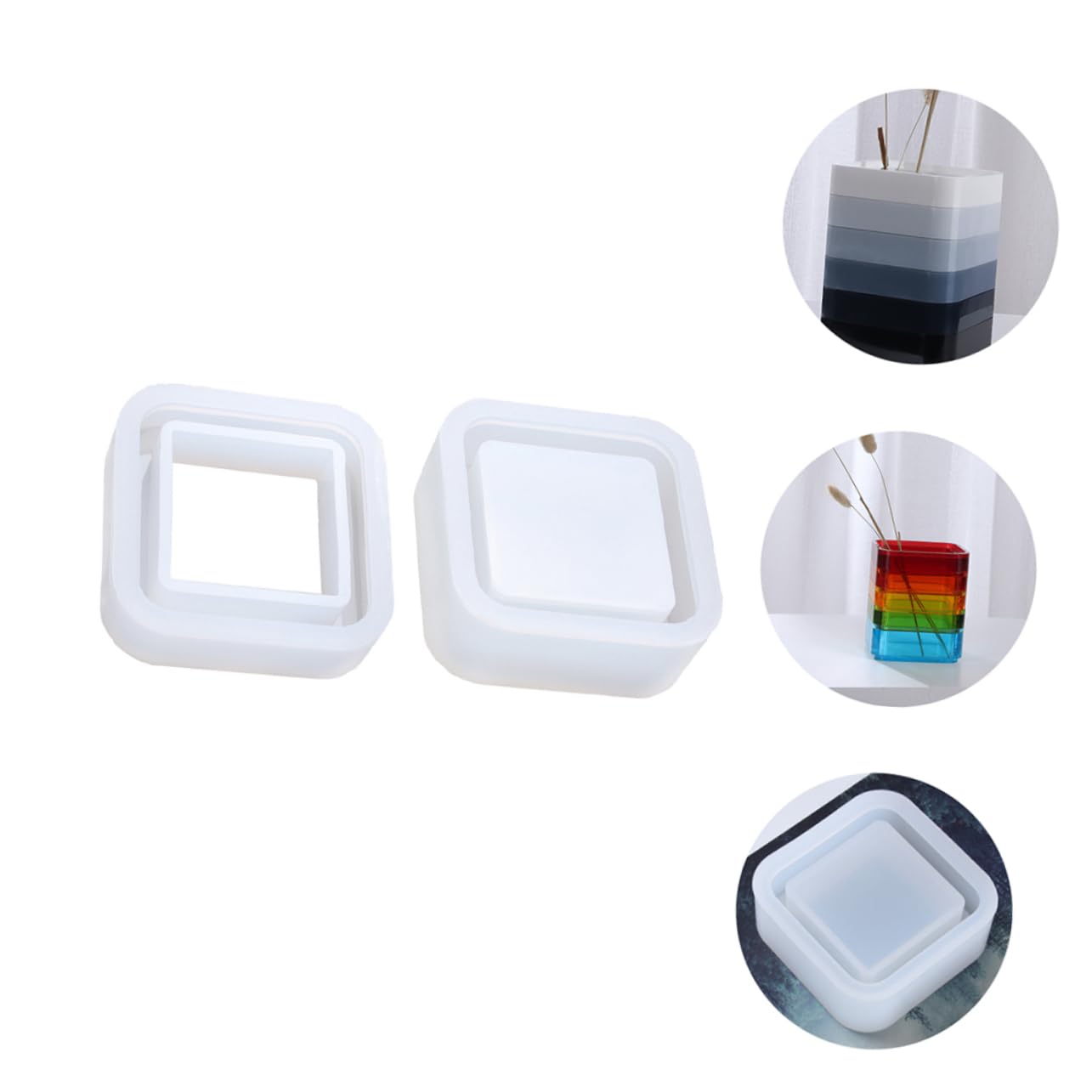 COHEALI 2sets Stampi Silicone Per Creazioni Artistiche Contenitore Per Piante Grasse e Gioielli Inclusa Base Molding Facile e Versatile Ottimo Per Epoxy Resin e Decorazioni Uniche