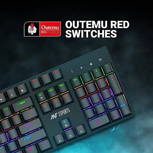 Image of Ant Esports MK3200 V2 Wired Mechanical RGB Backlit Gaming Keyboard with 104 Anti ghosting Keys & Outemu Red Switches-Black