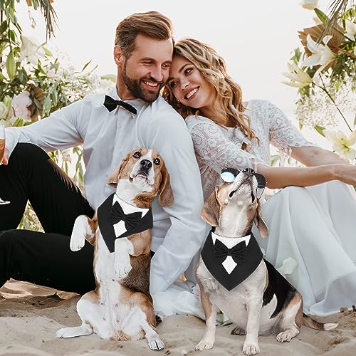YASUOA Smoking formal para cães, smoking ajustável branco e preto com gravata borboleta preta para c