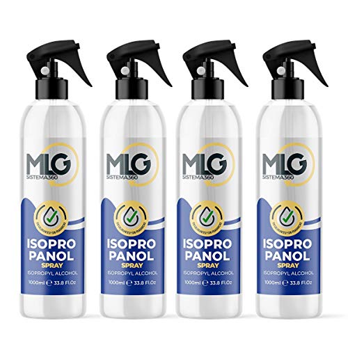 Pack 4 x Isopropílico 99,9% 1000ml con Spray | Alcohol IPA de Limpieza | Ideal para limpieza de componentes electrónicos 1 Litro