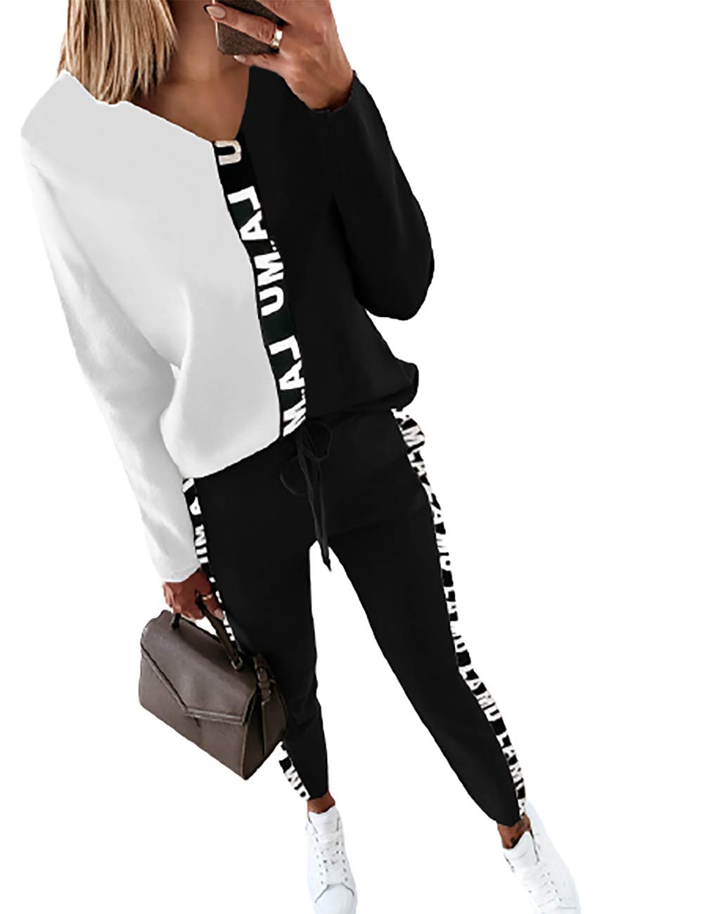 Boutiquefeel Womens Tracksuits Set Long Sleeve Pullover Tops and Drawstring Pants Sets Ladies Casual 2 Piece Outfits