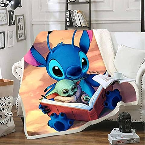 DDONVG Lilo and Stitch Cuddly Blankets, 150 x 200 cm, Stitch Blanket, Children's Soft Flannel Blanket, Soft Fleece Blanket, Sofa Blanket, Bedspread (11.100 x 140 cm) Cover