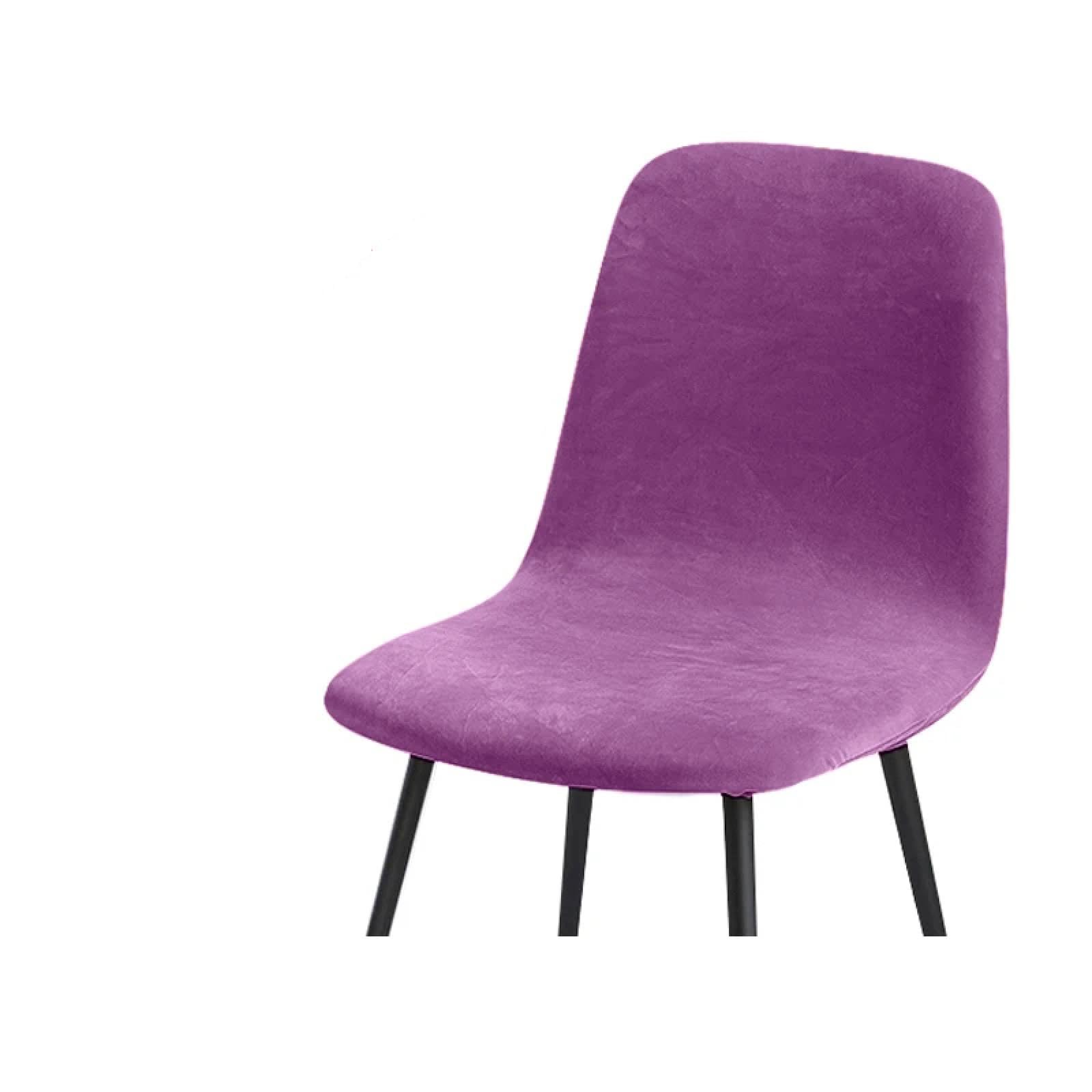 Housse de chaise à dossier court en velours violet, lot de 6 housses de siège extensibles de bureau