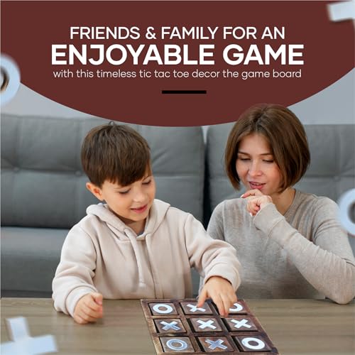 wooden tic tac toe game  board game for kids and family  table top living room decor fun game  indoor outdoor adults classic travel game burnt wood