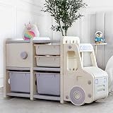 Wedanta Kids Toys Storage Organizer Shelf Organizer for Books and Toys with 4 Bins 1 Cabinet and 2 S